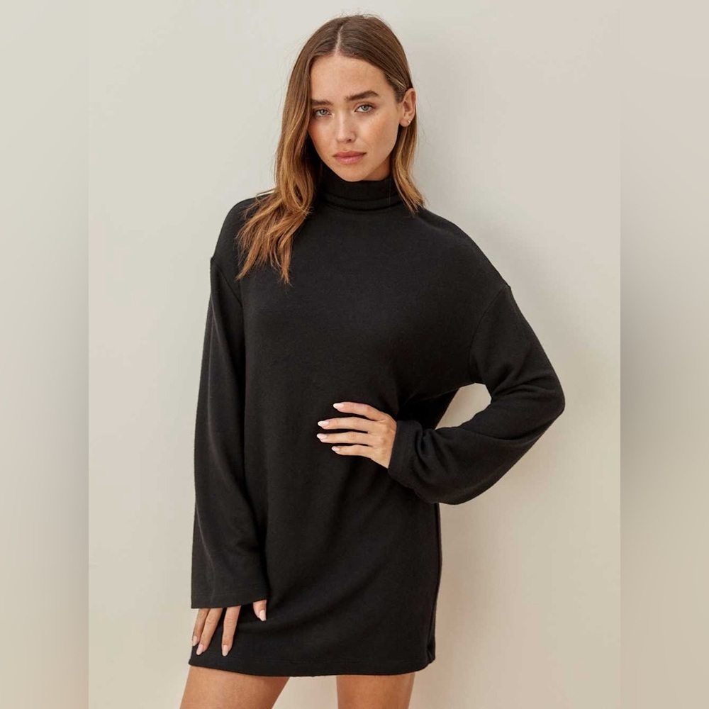 Reformation Black Turtleneck Sweater Dress | Women’s XL